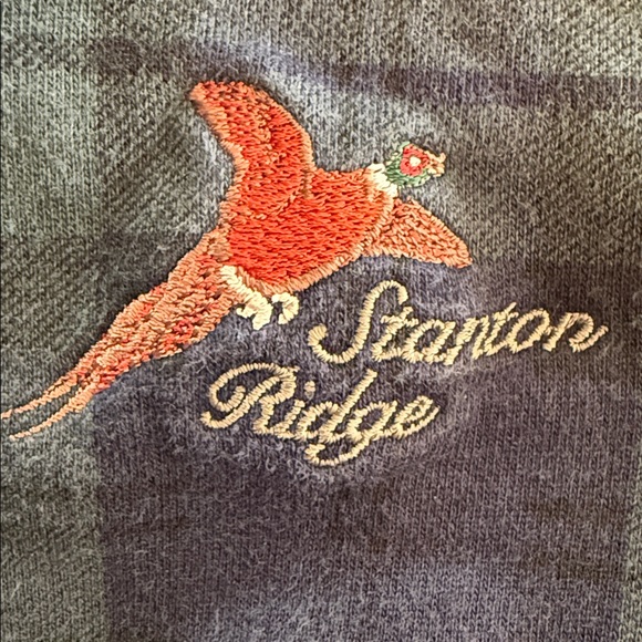 VTG Polo Golf Ralph Lauren Pullover Tartan Plaid Navy Green Stanton Logo Medium - Picture 6 of 8